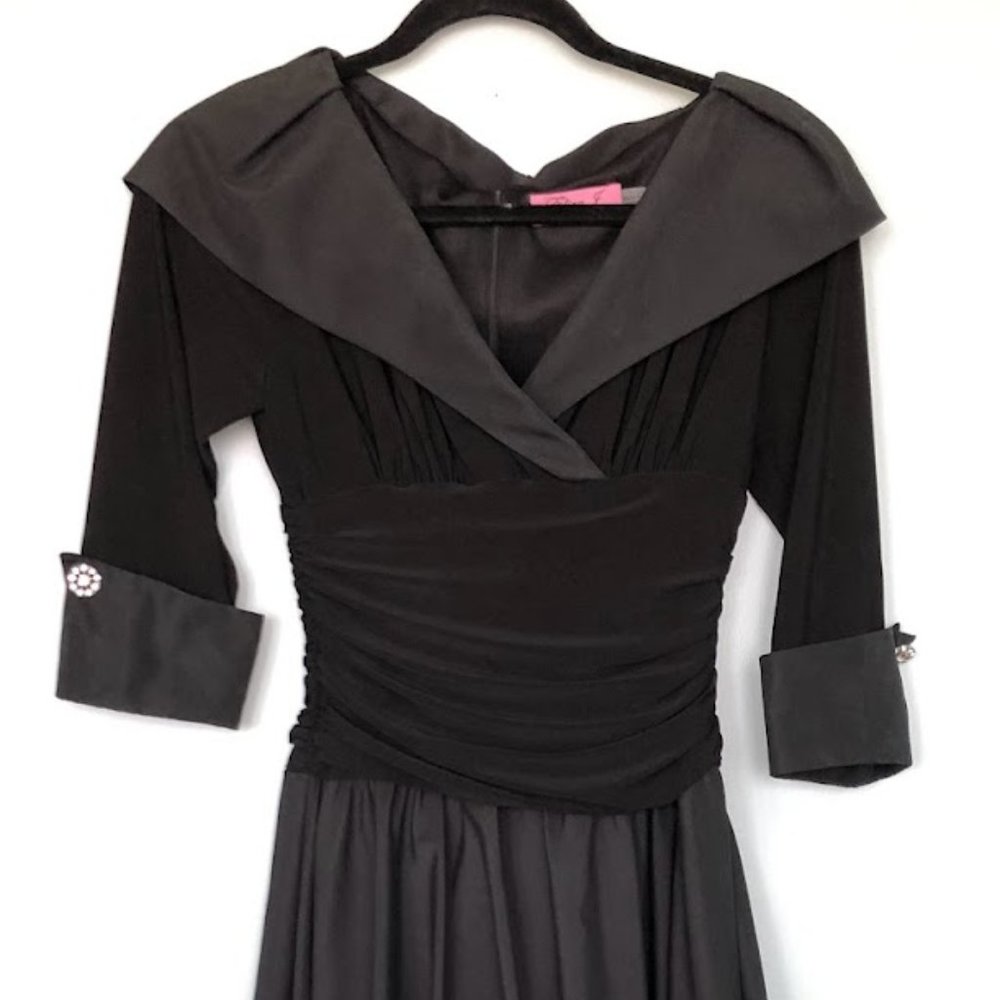 Eliza J Black Taffeta Evening Dress, midi length, size 4 - Picture 9 of 10